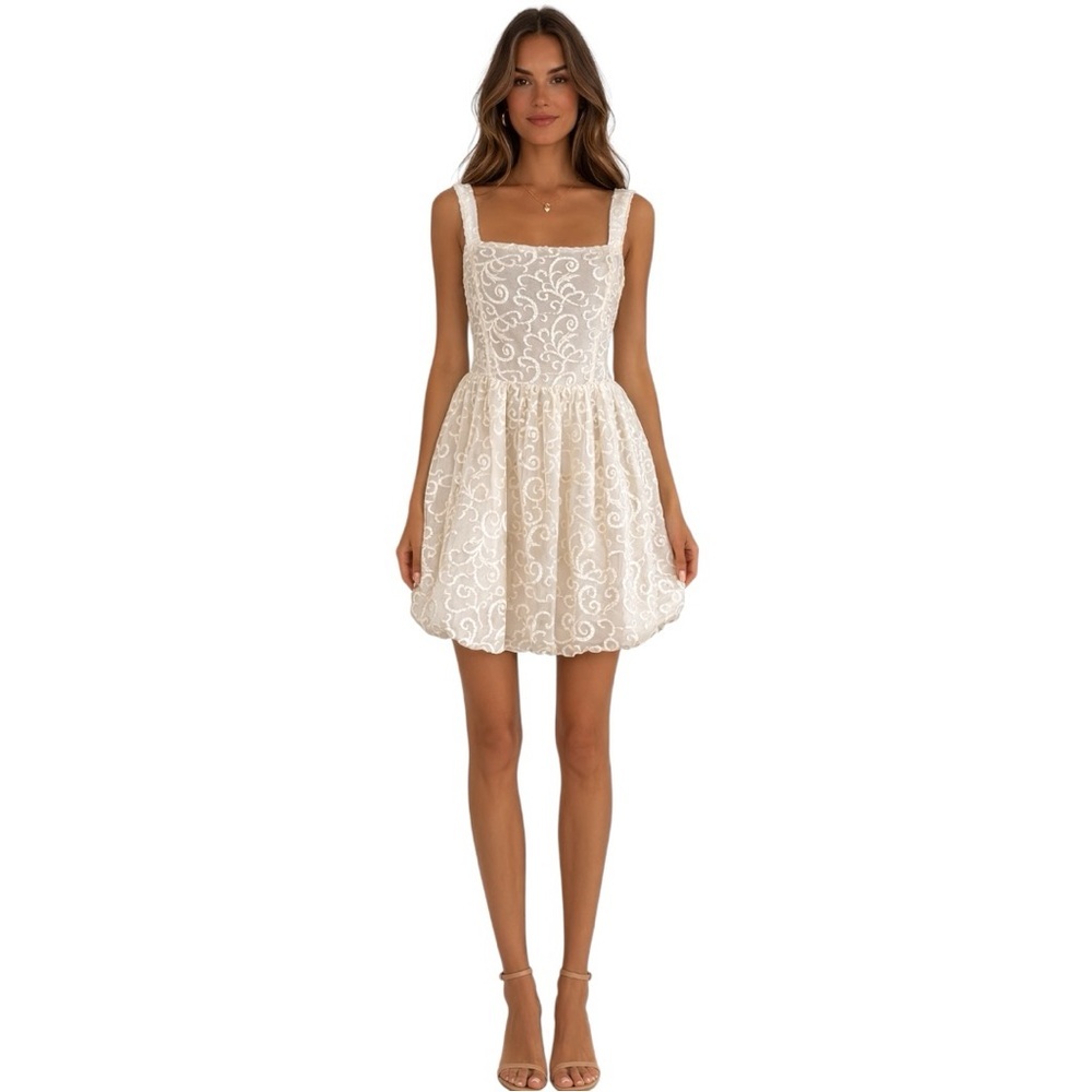 Layered With Love Embroidered Ivory Dress NWT Size L $168 Retail